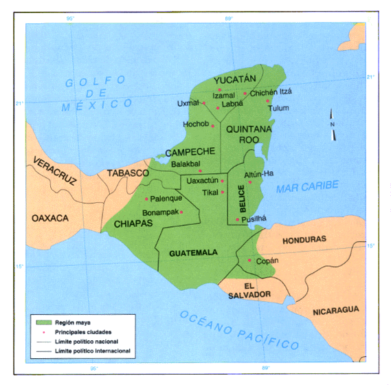 Mapa zona Maya